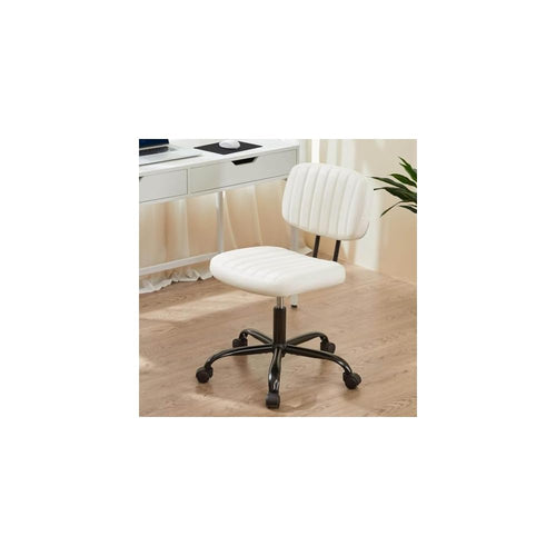 Elevon Small Office Computer Desk Chair with Wheels and Lumbar Support, Comfy Cute Armlees PU Leather Vanity Rolling Swuvel Task Chair No Arm for Adult, Student