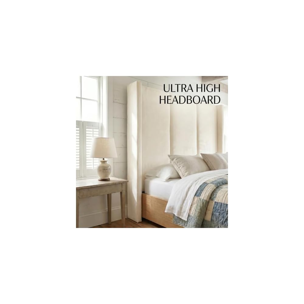 Queen Upholstered Storage Platform Bed, Vertical Channel Tufted Headboard