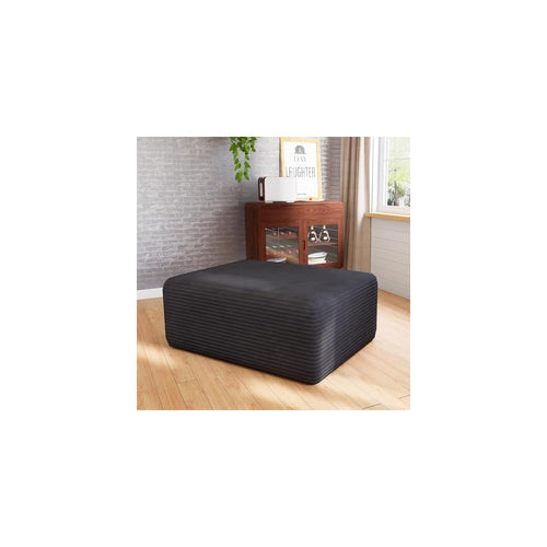 39" Oversized Boneless Foot Stool, Square Frameless Ottoman Coffee Table for Cloud Couch, Soft Corduroy, Poofy Memory Foam, Rapid Expansion Within 12–24 Hours for Living Room/Sofa/Bedroom (Black)