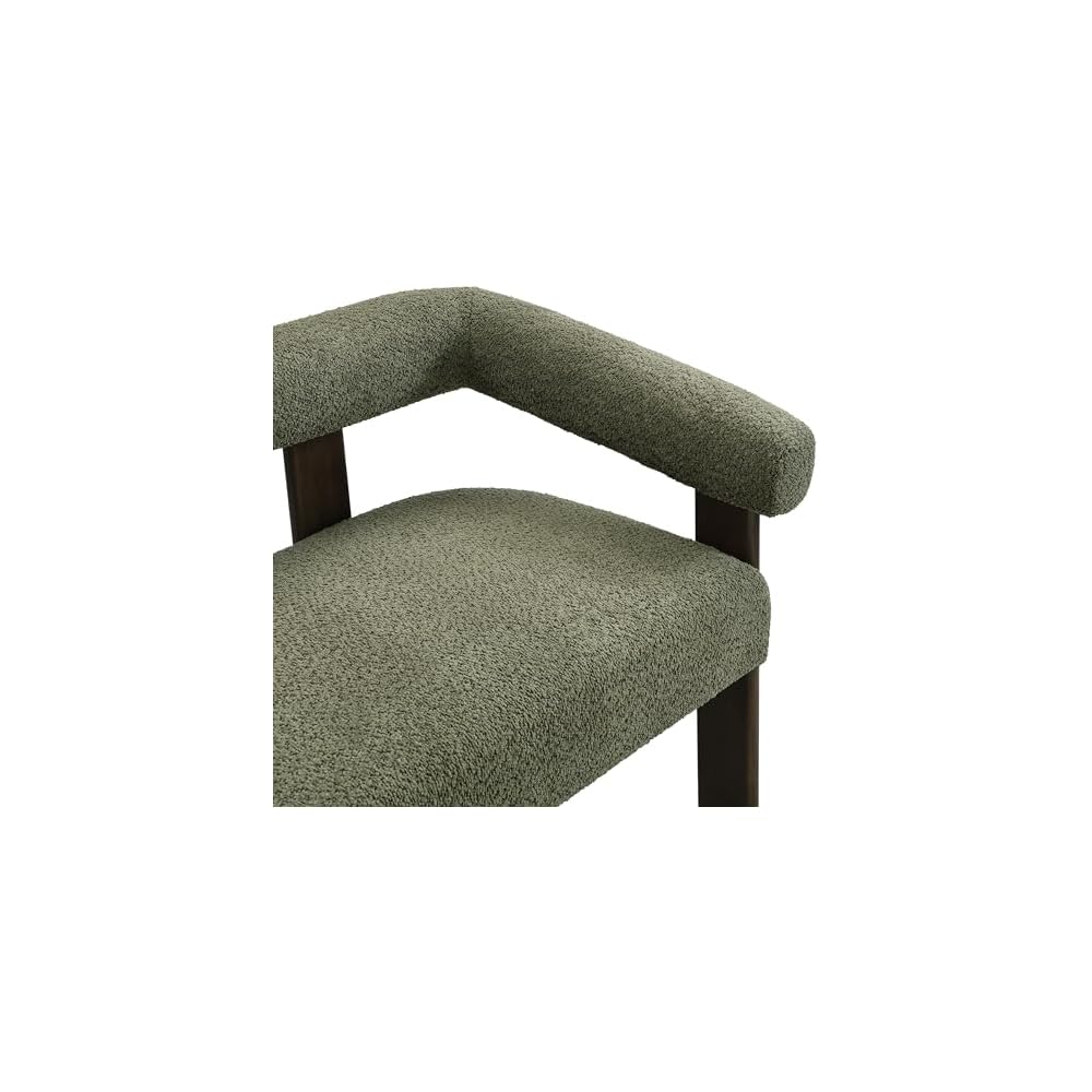 Merax 53.25" Round Armrest Loveseat with Boucle Fabric & Solid Rubberwood Frame, Curved 2-Seater Accent Sofa for Small Apartment, Living Room, Green+Brown