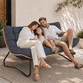 SWITTE Outdoor Patio Loveseat, Double Papasan Chair with Cushion, Charcoal